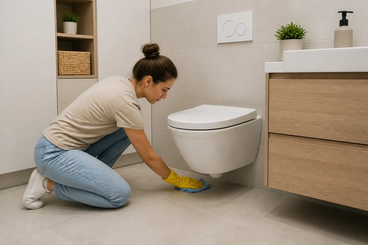 curățare sub vas WC suspendat