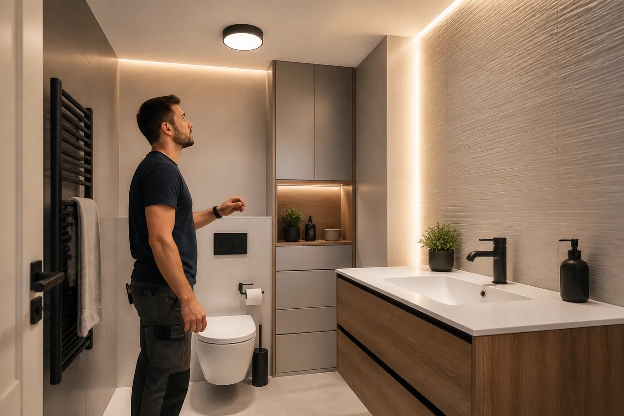 Iluminatul ieftin pentru baie care arată atent proiectat