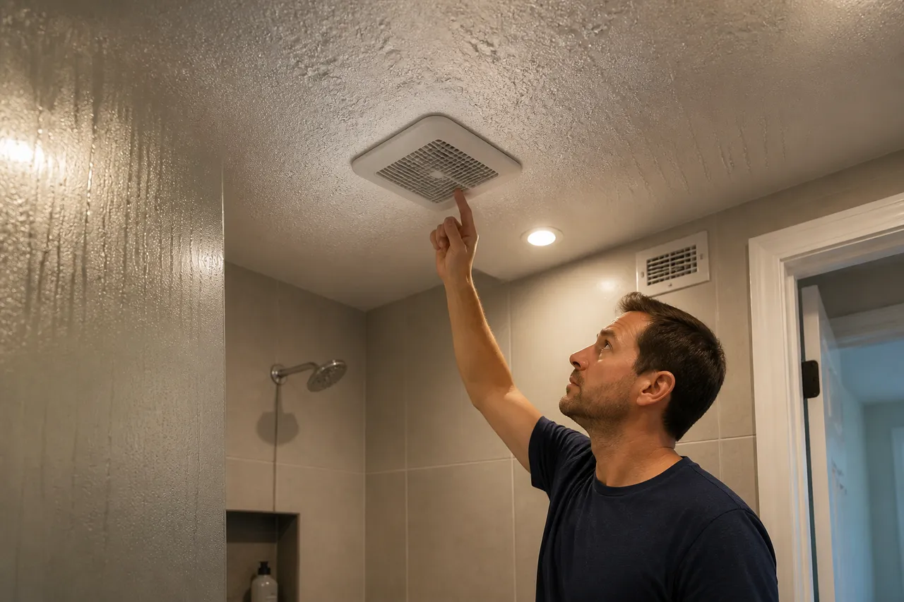 semne ale ventilației insuficiente în baia fără geam