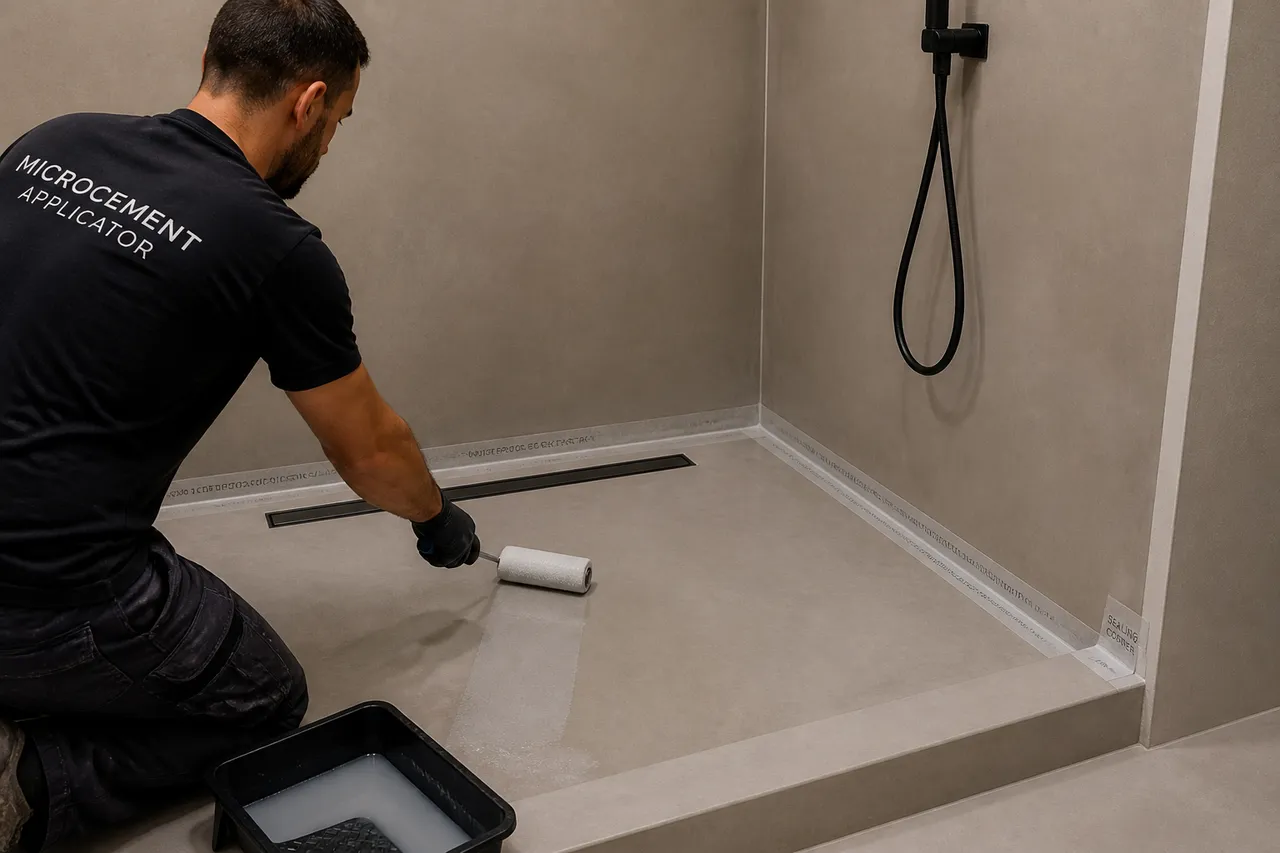sigilare poliuretanică pentru microciment în baie