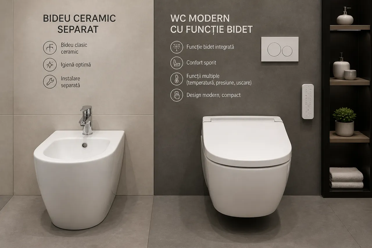 alegere între bideu separat și WC cu bidet