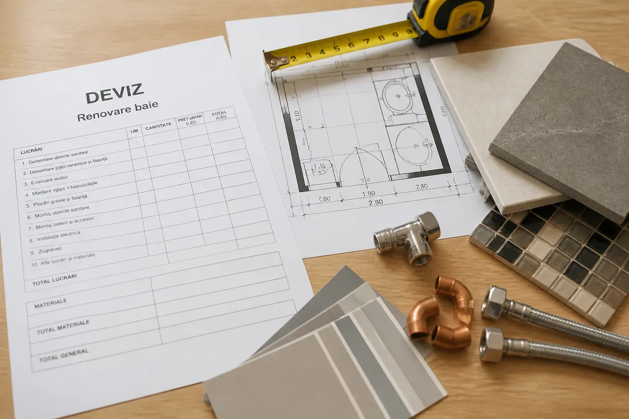 deviz renovare baie lucrări materiale manoperă