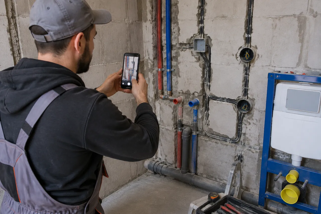 fotografierea instalațiilor sanitare și electrice înainte de închiderea pereților