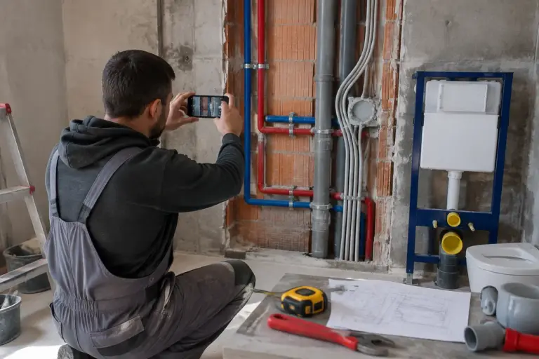Fotografiile care dovedesc traseul instalațiilor înainte de placarea băii