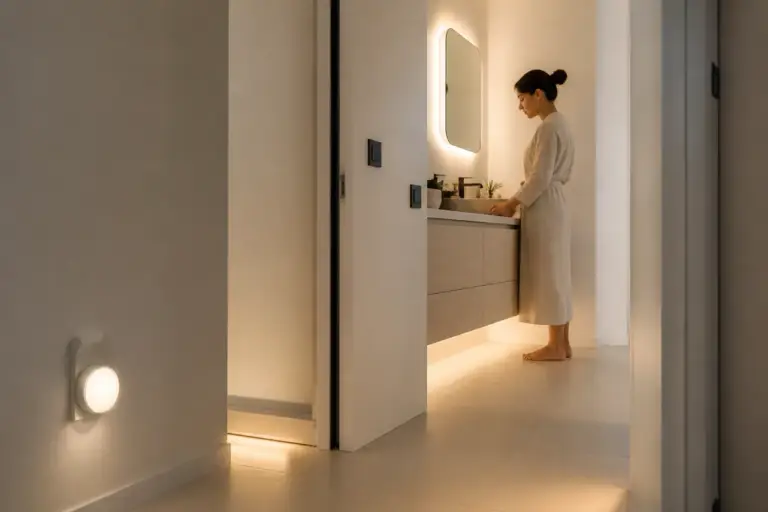 Lumina de veghe în baie fără consum inutil și fără compromisuri de siguranță