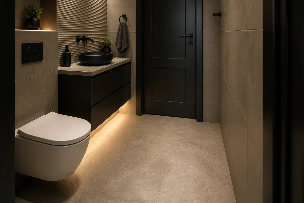 lumină de veghe LED în baie sub mobilier
