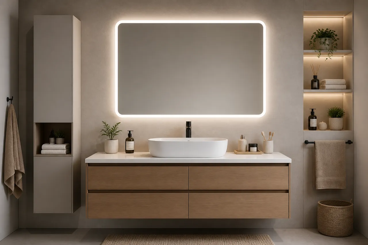 lumină neutră pentru oglinda din baie