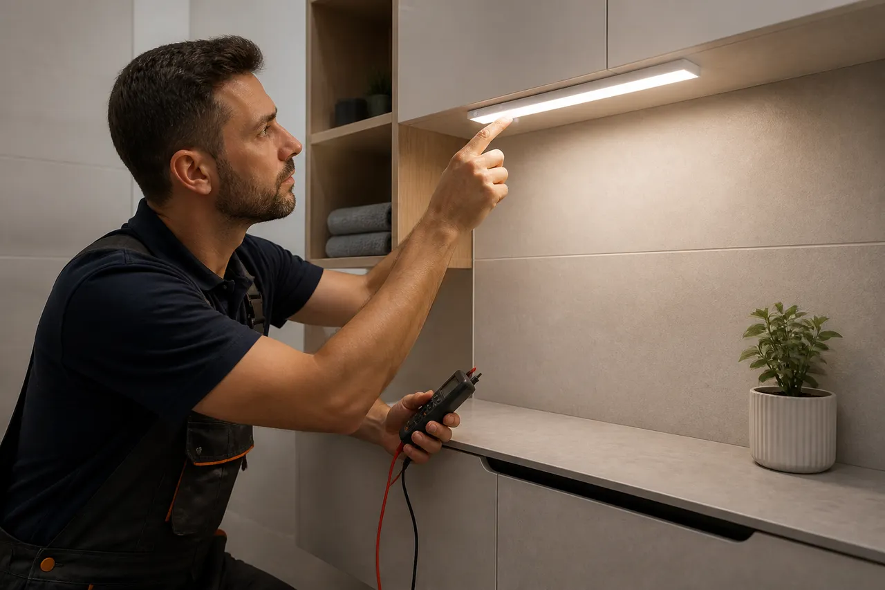 montaj sigur pentru lumina de veghe din baie