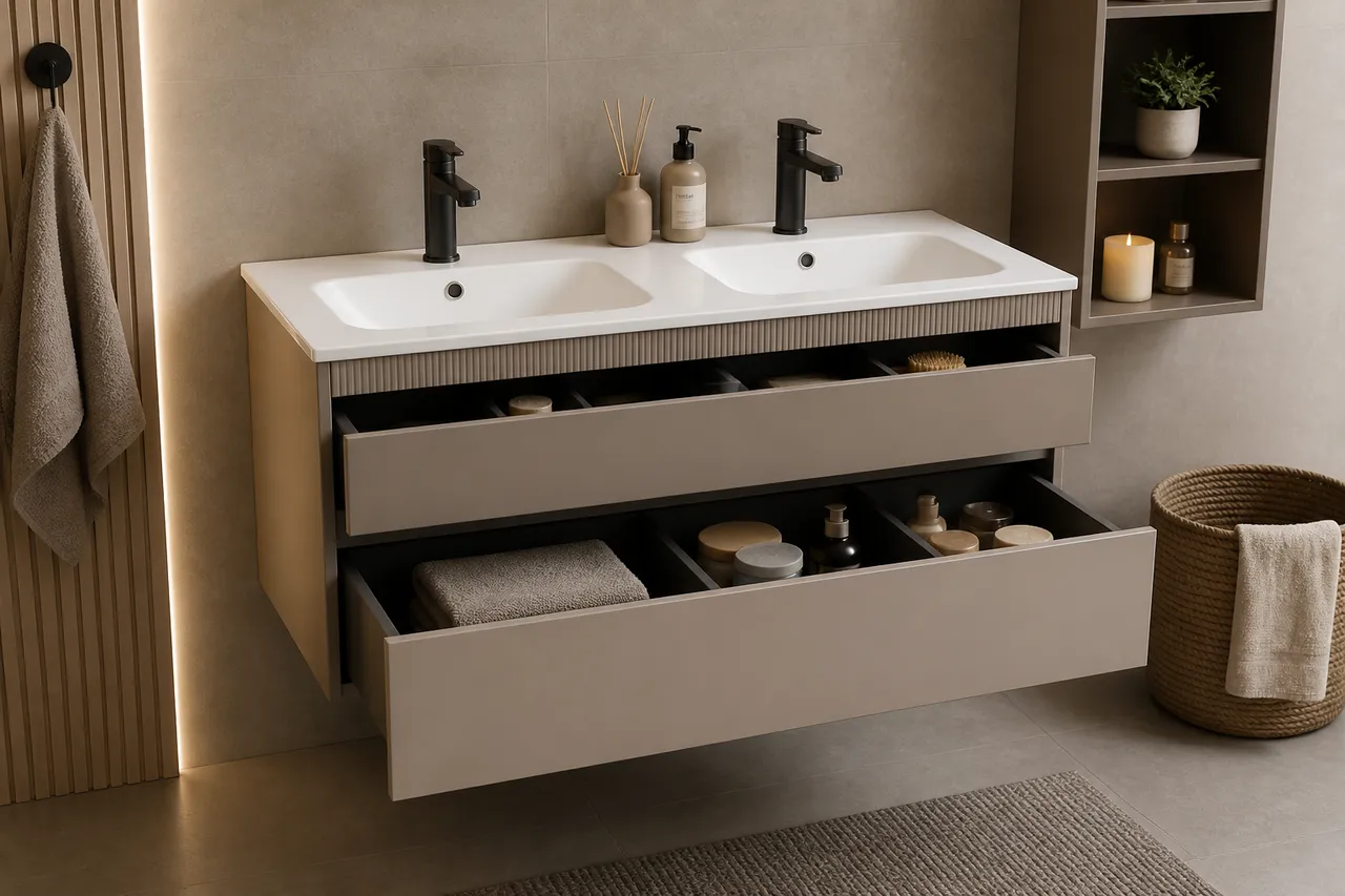 organizare și design pentru mobilier de baie suspendat