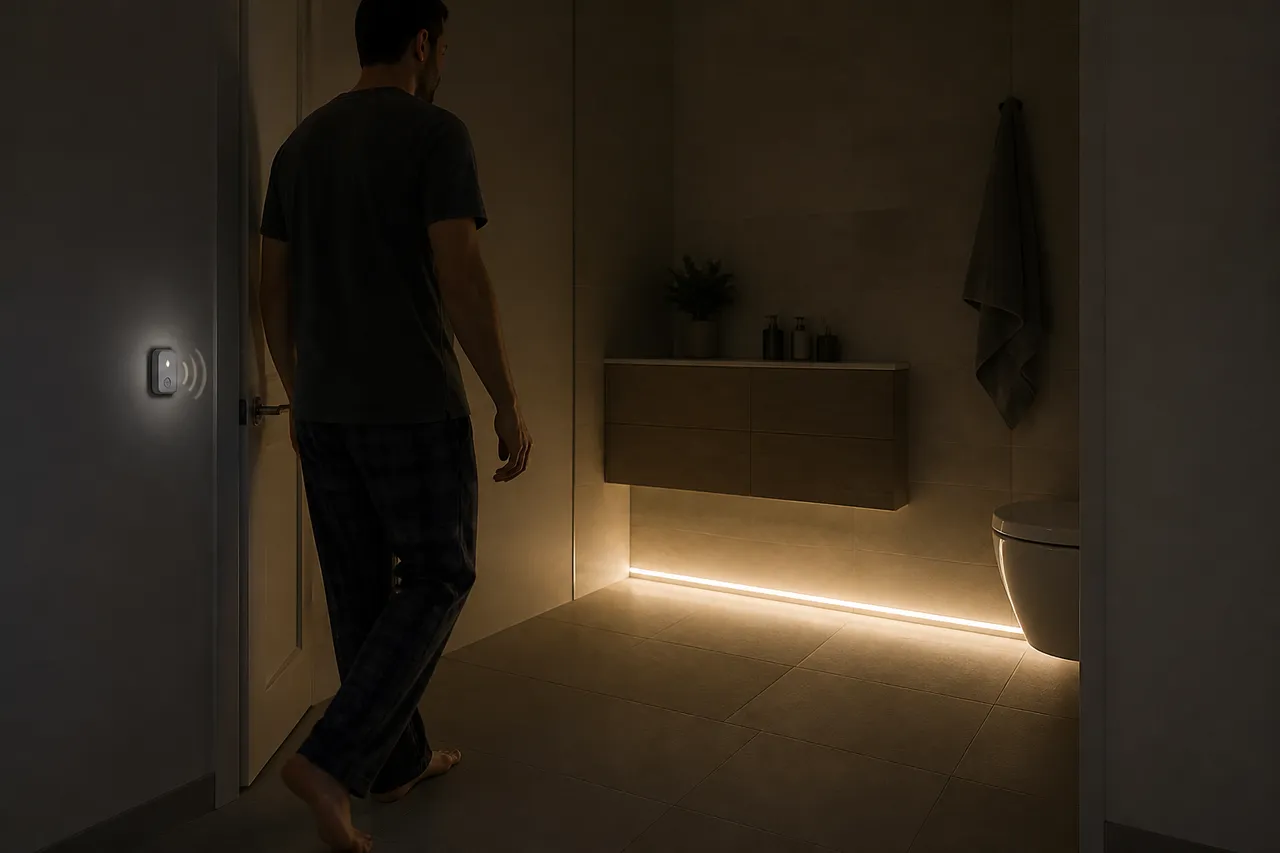 senzor de mișcare pentru lumina de veghe din baie