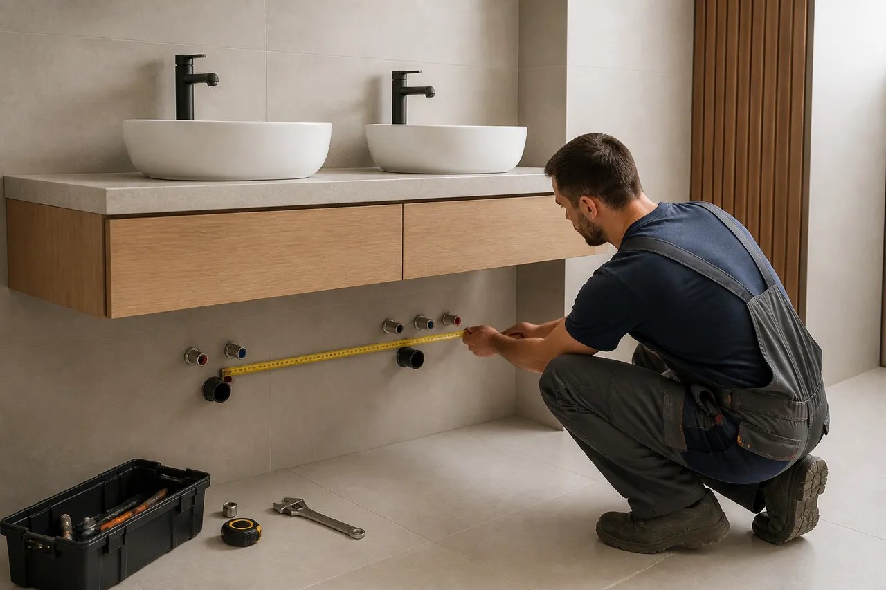 verificare lavoar dublu pentru mobilier suspendat