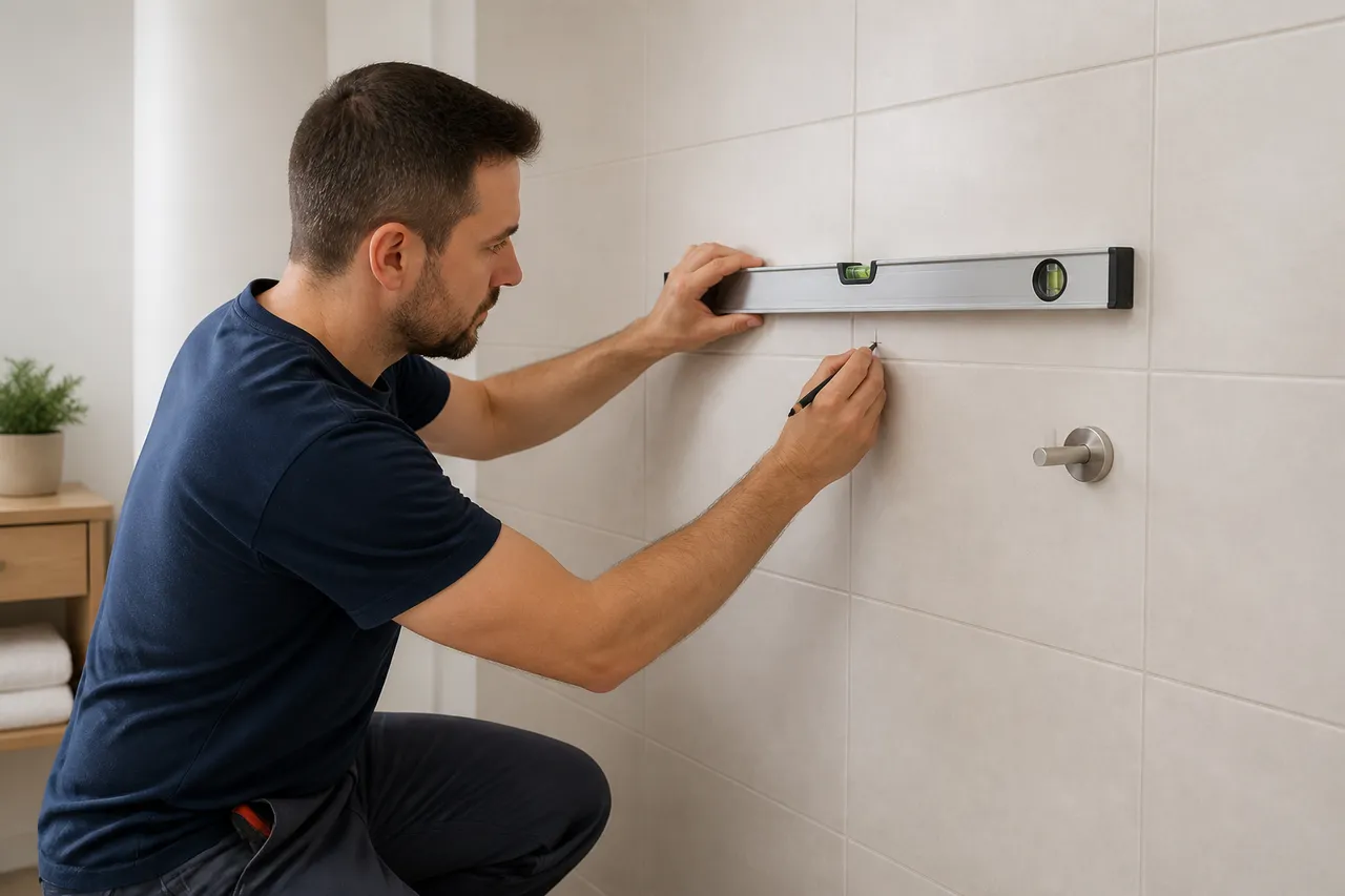 verificarea peretelui înainte de montarea accesoriilor pe faianță