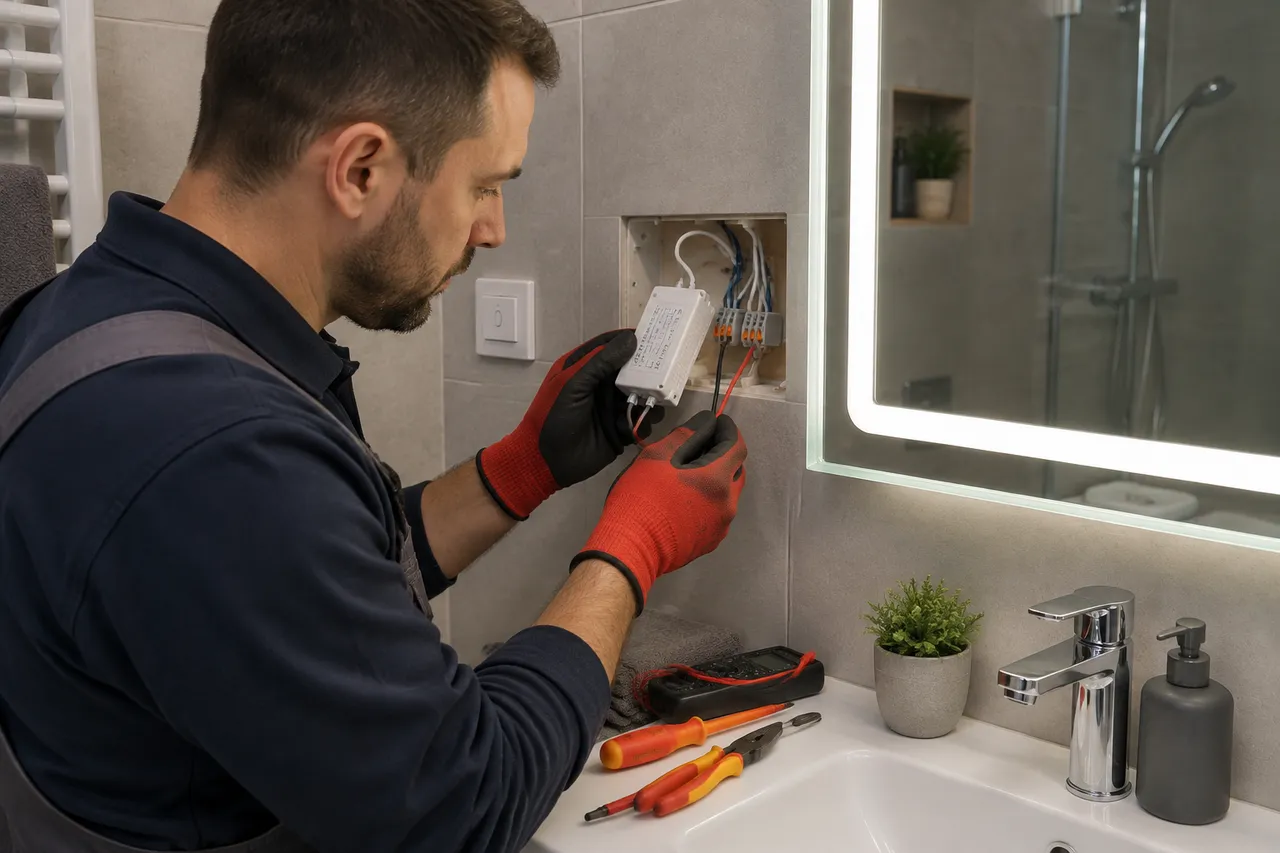 conexiuni sigure pentru transformator LED în baie