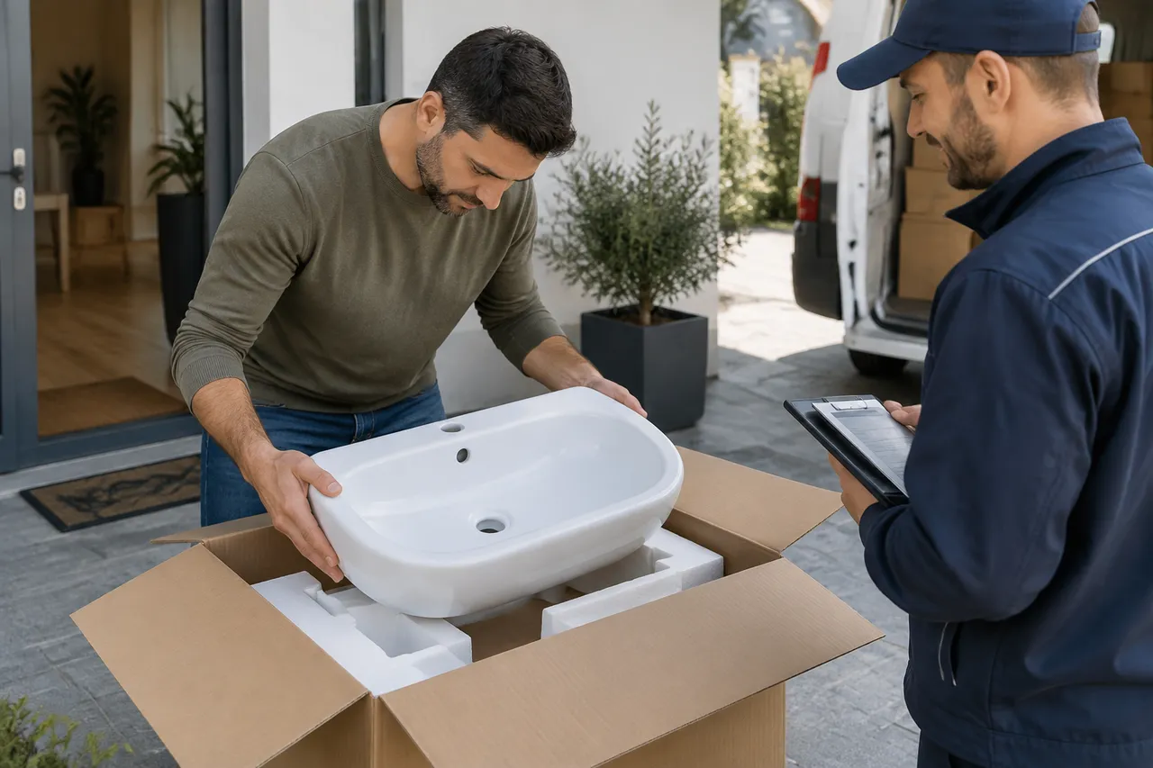 recepția și inspectarea coletelor cu obiecte sanitare