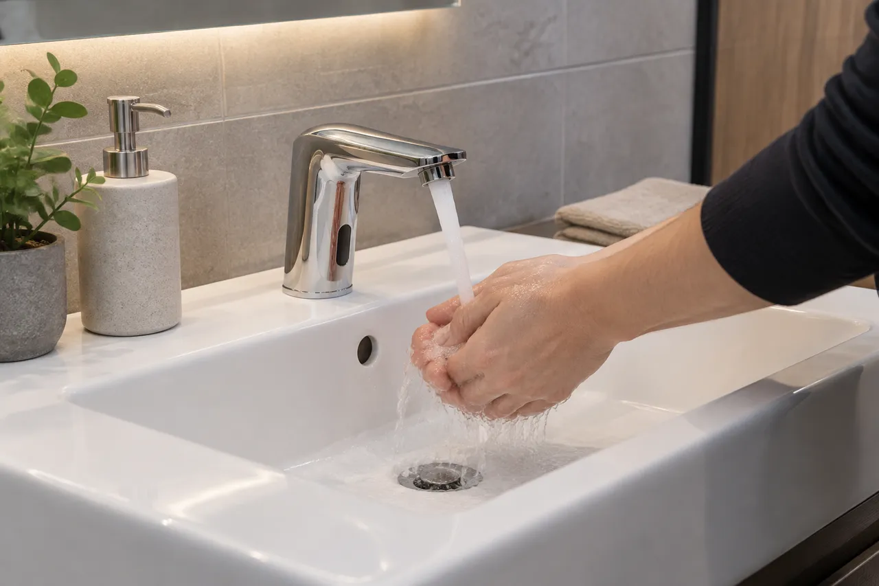 robinet cu senzor fără contact pentru lavoar de baie