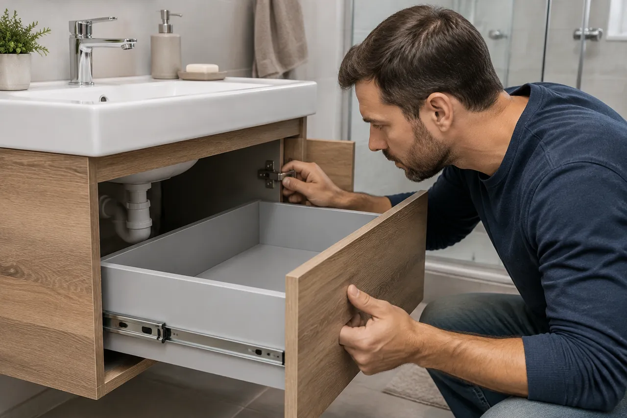 verificare și întreținere feronerie mobilier baie